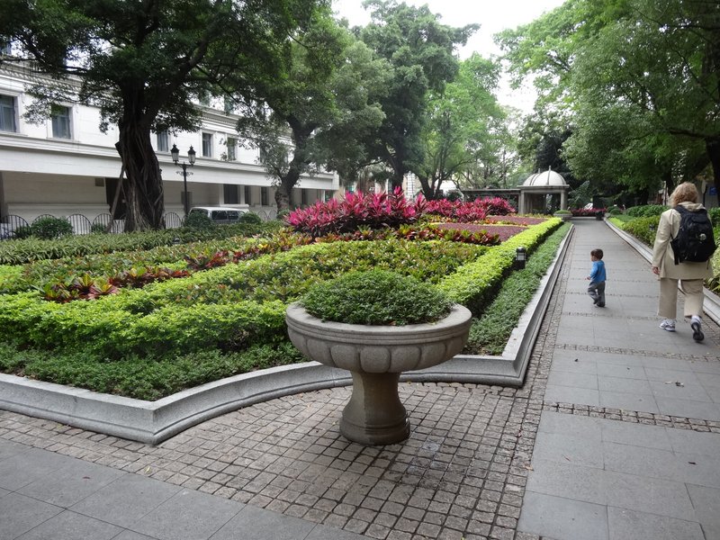 Max and Michelle enjoying a morning stroll through the Shamian Island walking mall.